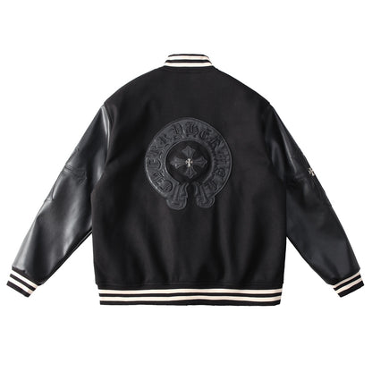 CHROME HEARTS HORSE SHOE LOGO VARSITY JACKET BLACK