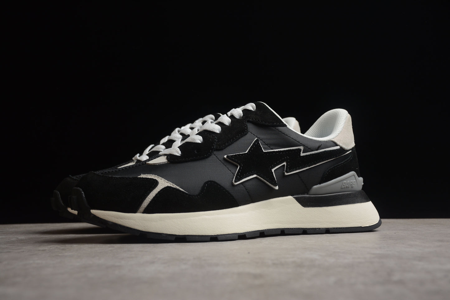 BAPE STA Retro Runner Black and White Sneakers