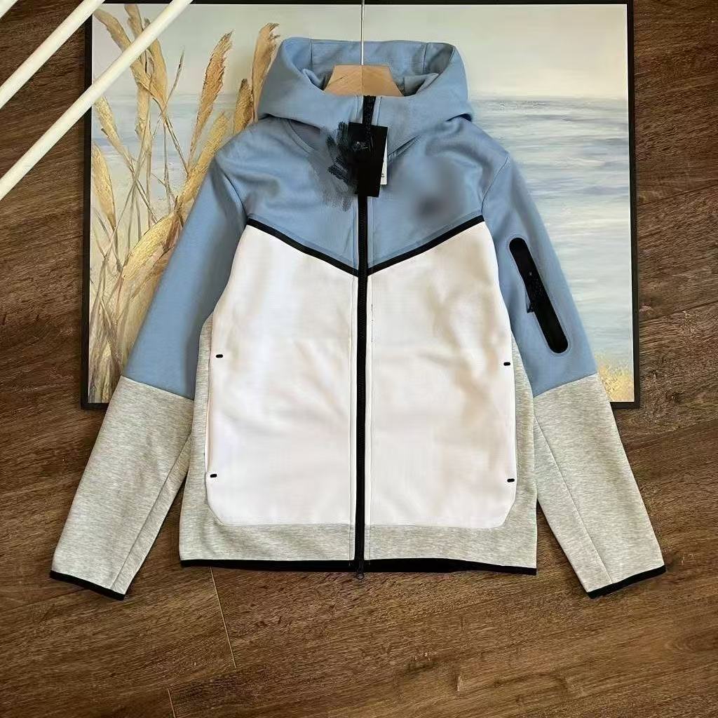 NIKE TECH FLEECE HOODIE x white and blue
