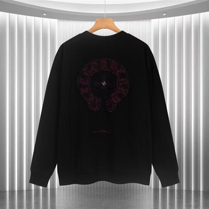 CHROME HEARTS PINK HORSE SHOE LOGO SWEATSHIRT BLACK