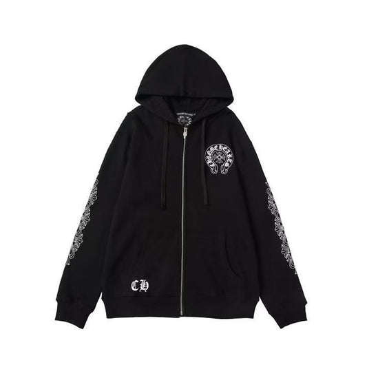 CHROME HEARTS ASYMMETRICAL ZIP HOODIE BLACK