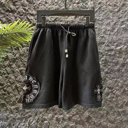 CHROME HEARTS WHITE EMBROIDERY SHORTS BLACK