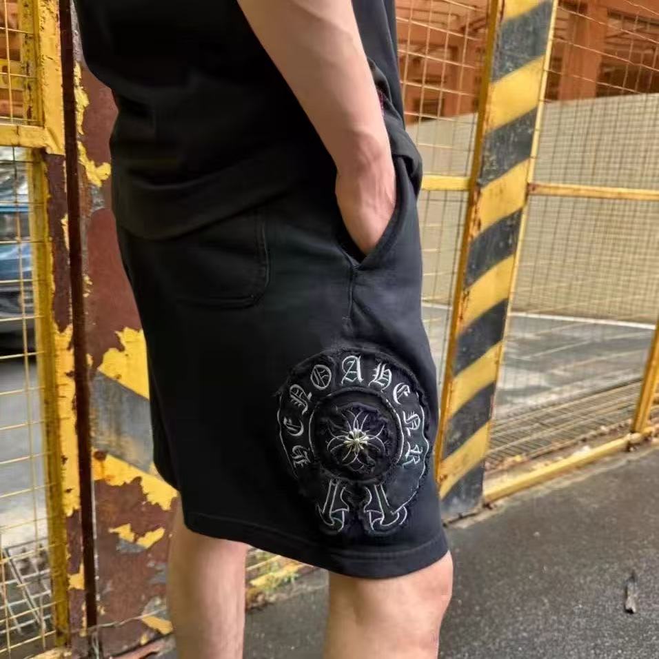 CHROME HEARTS WHITE EMBROIDERY SHORTS BLACK