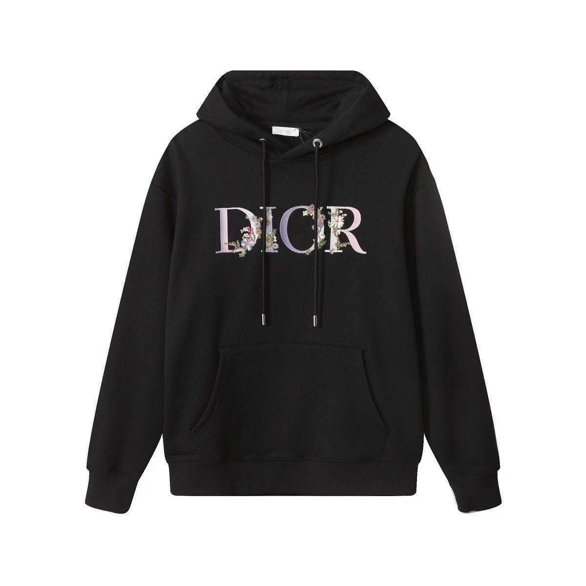 DIOR FLOWER LOGO HOODIE BLACK