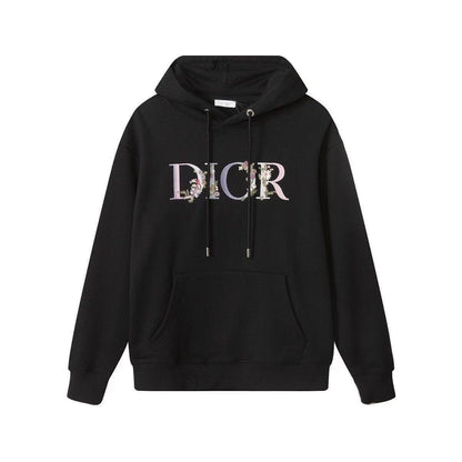 DIOR FLOWER LOGO HOODIE BLACK