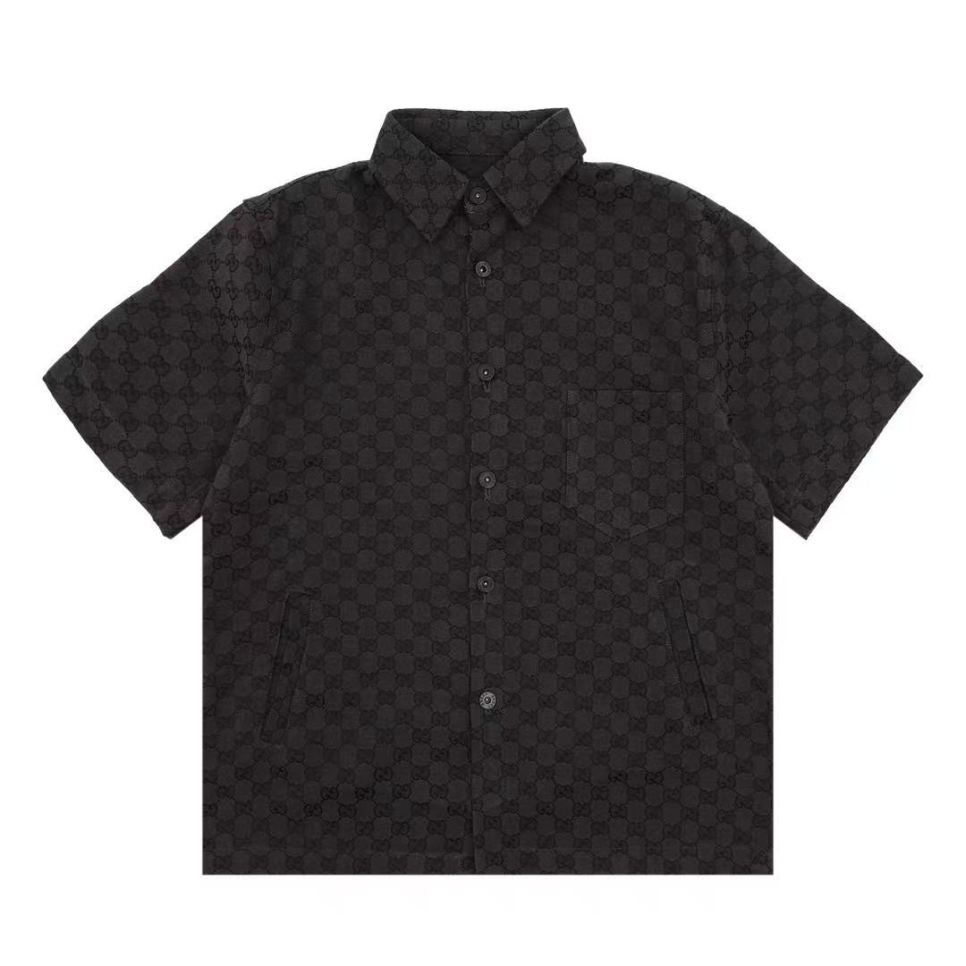 Gucci GG Monogram Black Short Sleeve Shirt