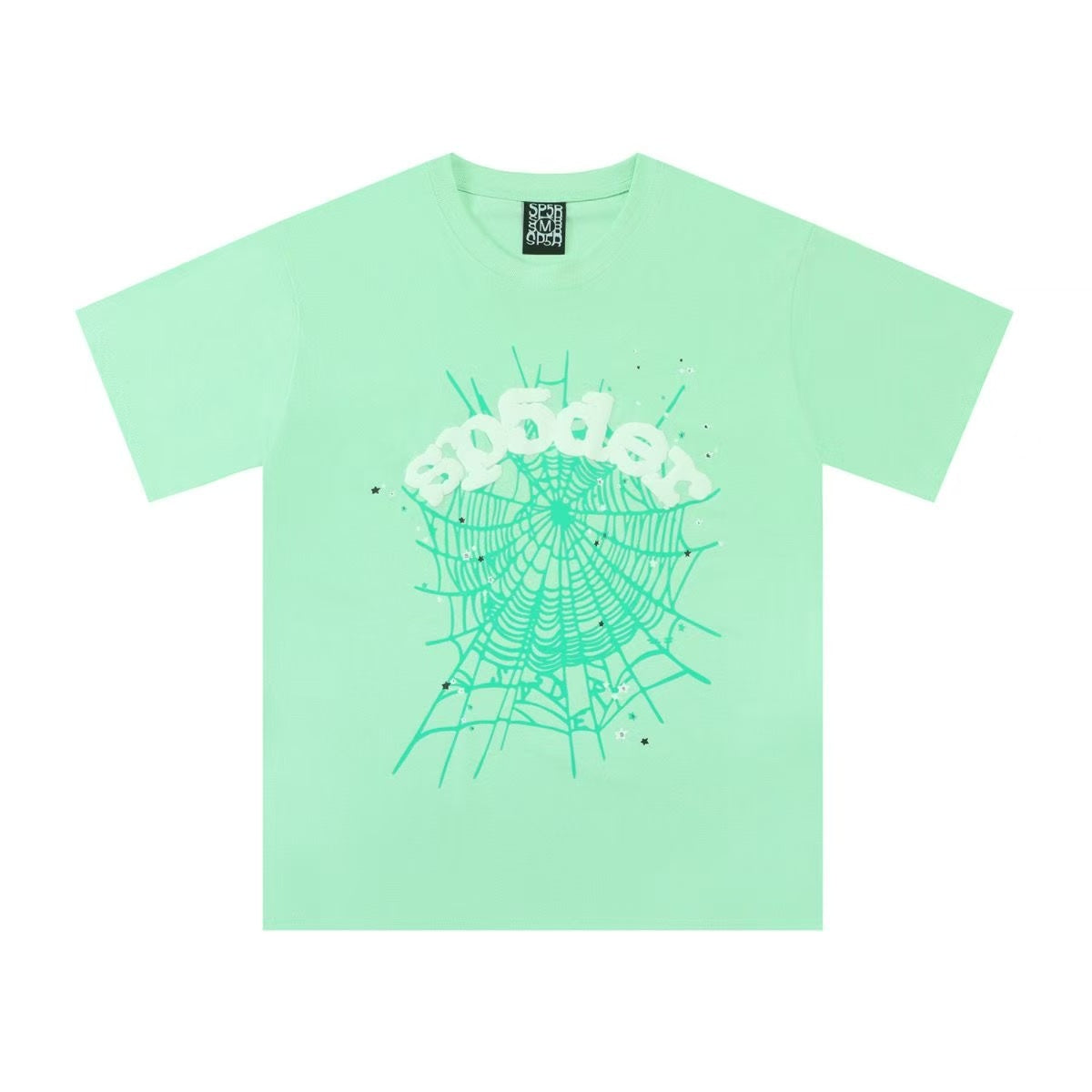 SP5DER WORLDWIDE "GREEN WEB" LOGO T-SHIRT IN GREEN