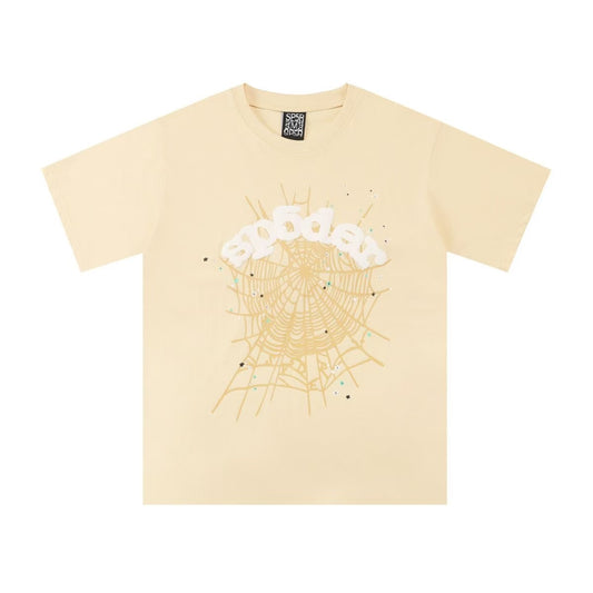 SP5DER WORLDWIDE "APRICOT WEB" LOGO T-SHIRT IN APRICOT
