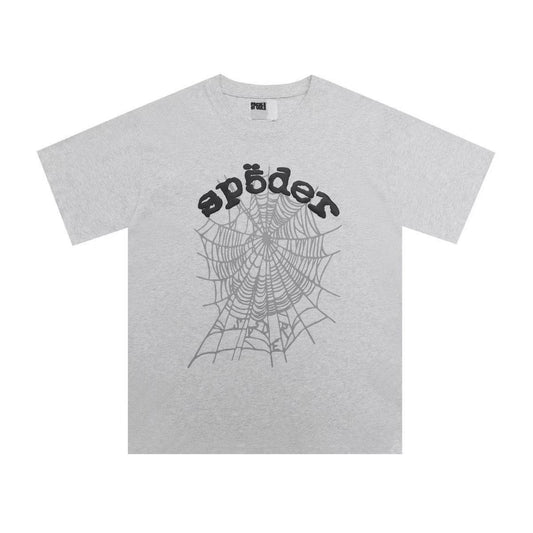 SP5DER WORLDWIDE "GREY WEB" LOGO T-SHIRT IN GREY