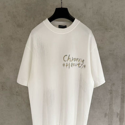 Chrome Hearts Classic Crewneck T-Shirt in White/Grey/Yellow