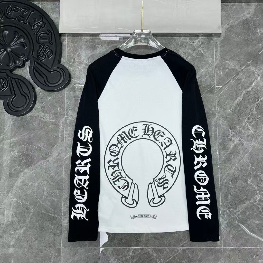 CHROME HEARTS HORSE SHOE LOGO LONGSLEEVE WHITE BLACK