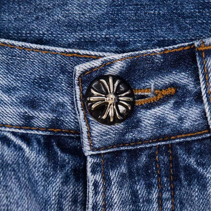 CHROME HEARTS BLACK CROSS PATCH JEANS DENIM