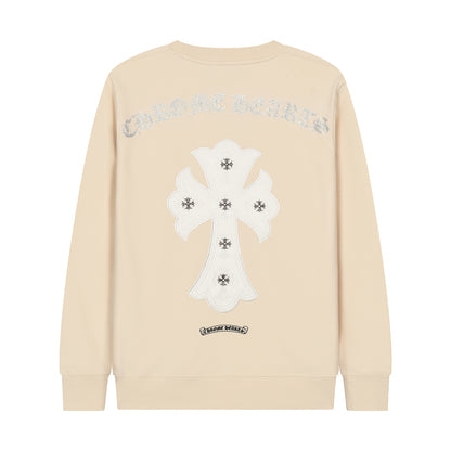 CHROME HEARTS WHITE CROSS PATCH SWEATSHIRT BEIGE