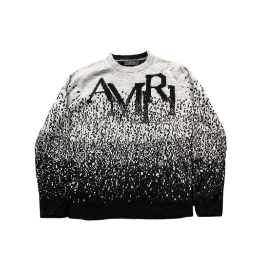 AMIRI STAGGERED GRADIANT CREWNECK GREY - Prime Reps