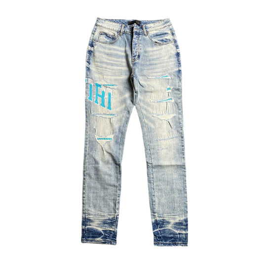 AMIRI VARSITY LOGO JEANS - Prime Reps