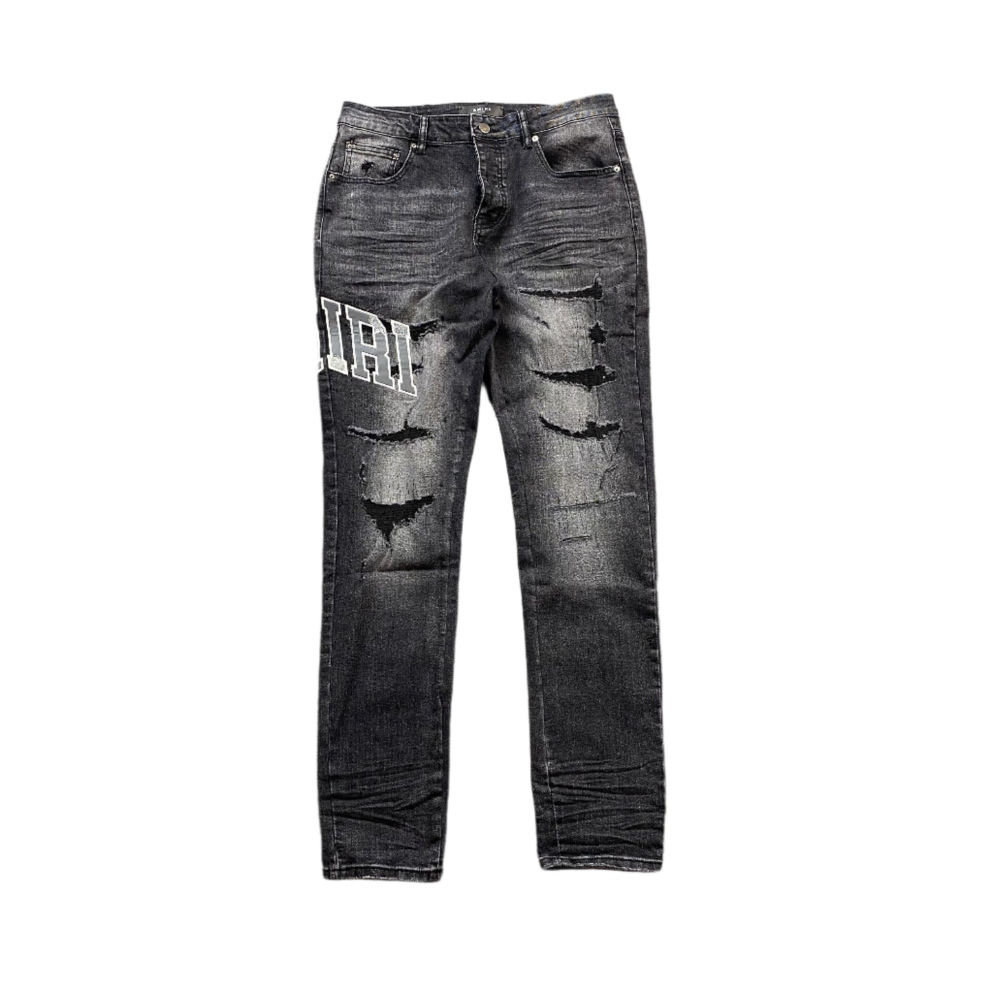 AMIRI VARSITY LOGO REPAIR JEANS - Prime Reps