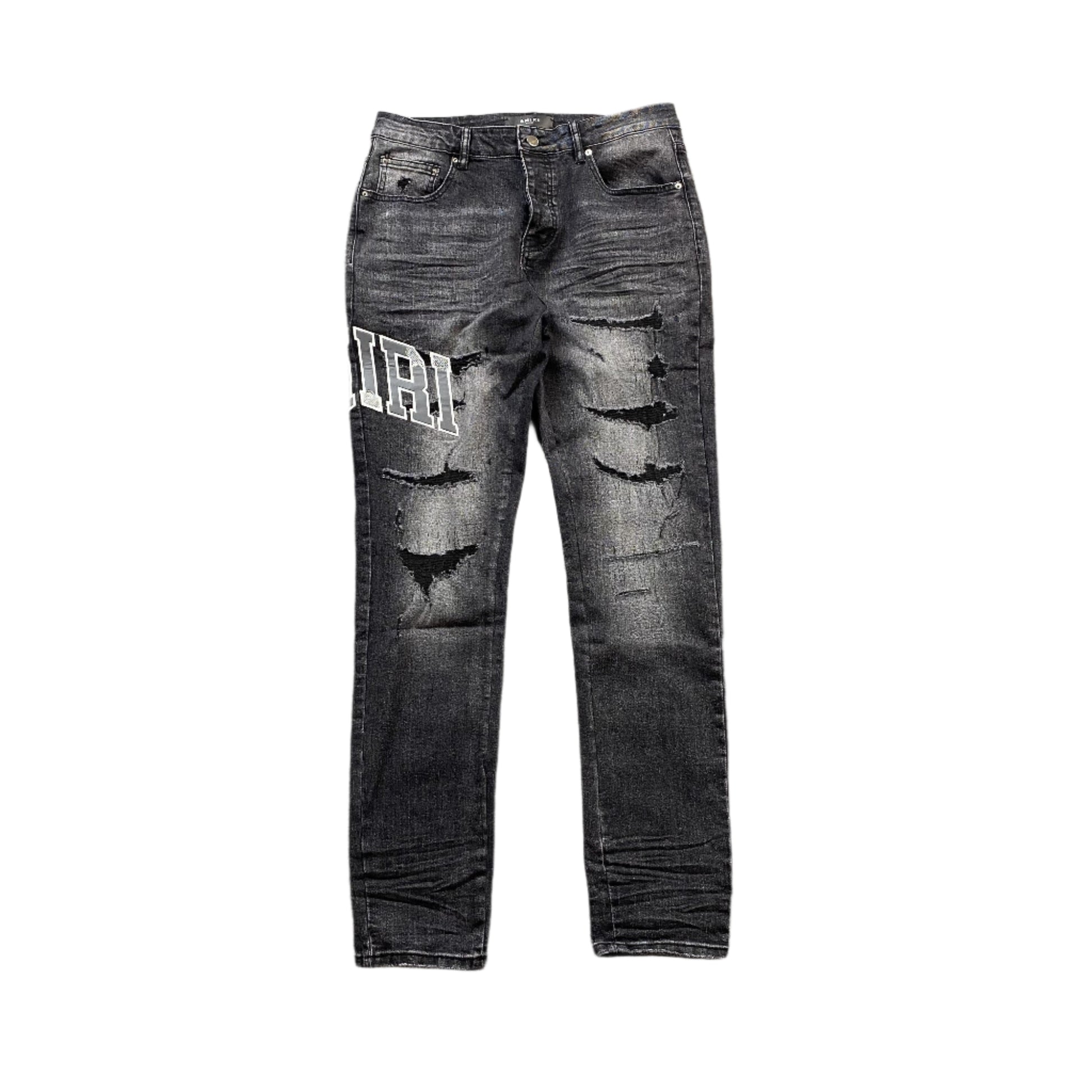 AMIRI VARSITY LOGO REPAIR JEANS - Prime Reps