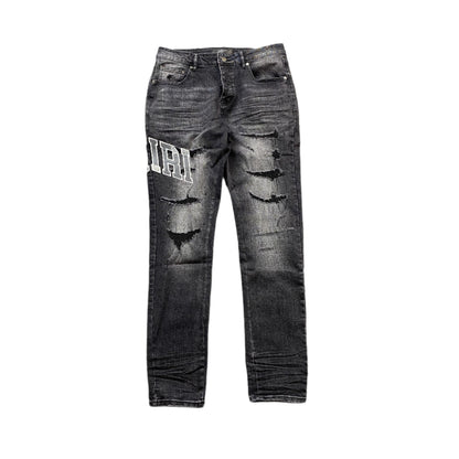 AMIRI VARSITY LOGO REPAIR JEANS - Prime Reps