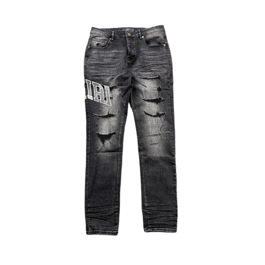 AMIRI VARSITY LOGO REPAIR JEANS - Prime Reps