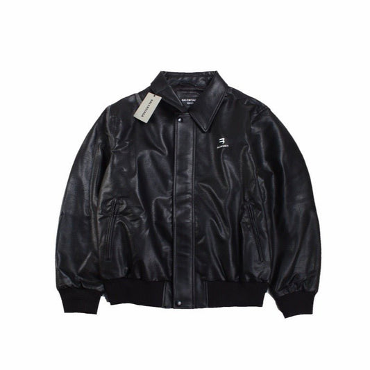BALENCIAGA FAUX LEATHER JACKET BLACK - Prime Reps