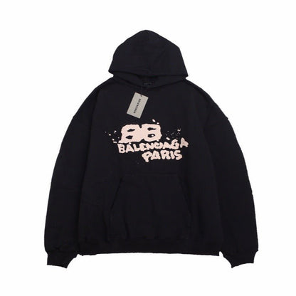 BALENCIAGA GRAFFITI LOGO HOODIE BLACK - Prime Reps