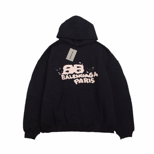 BALENCIAGA GRAFFITI LOGO HOODIE BLACK - Prime Reps