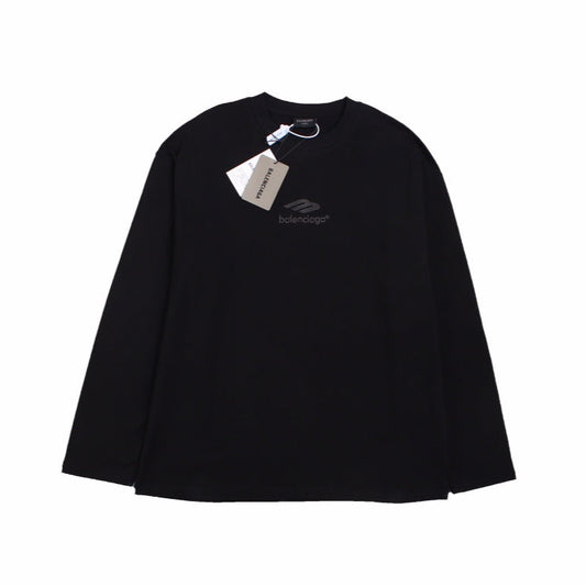 BALENCIAGA LOGO LONG SLEEVE SHIRT BLACK - Prime Reps