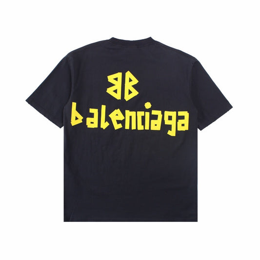 BALENCIAGA LOGO T-SHIRT BLACK YELLOW - Prime Reps