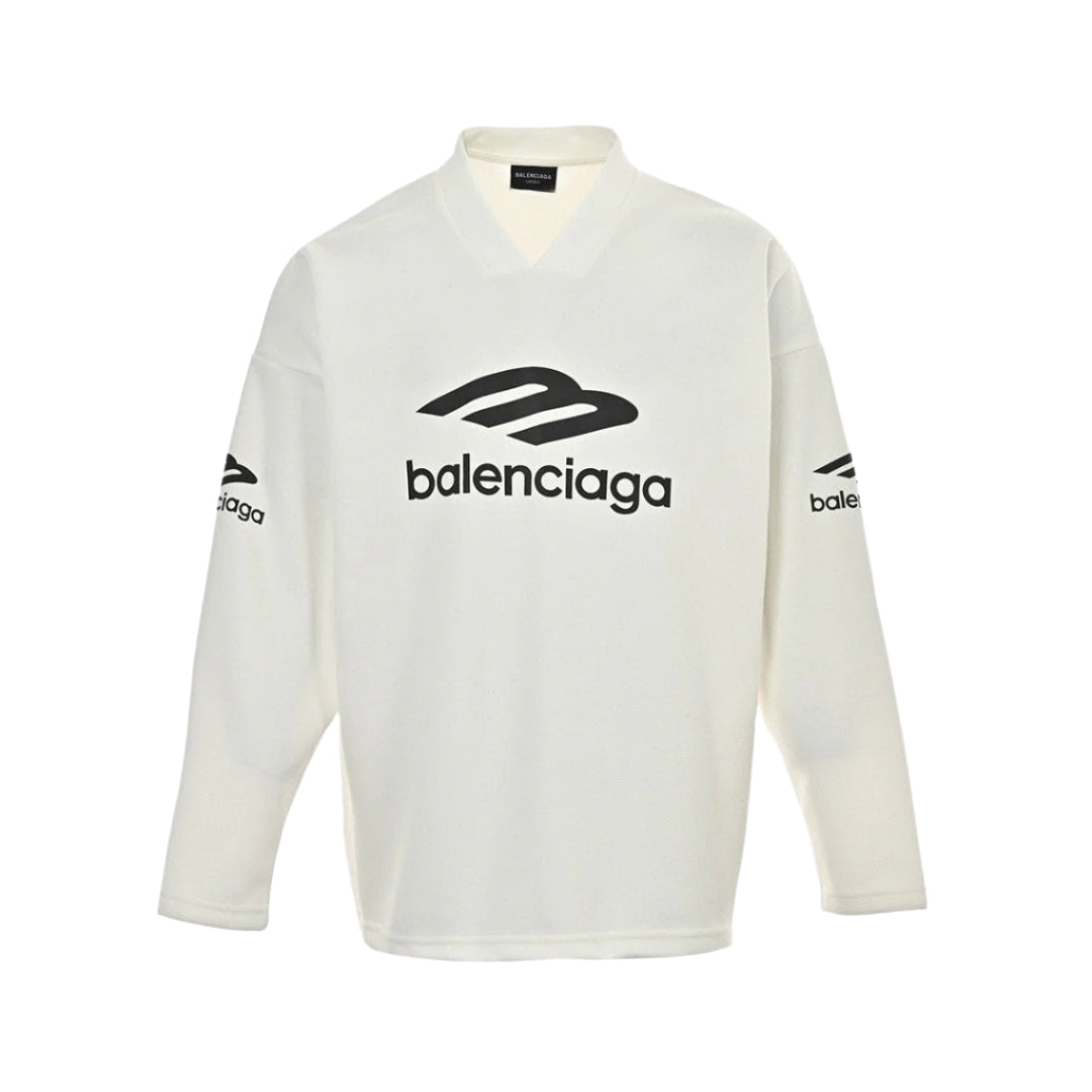 BALENCIAGA LONG SLEEVE LOGO SHIRT WHITE - Prime Reps