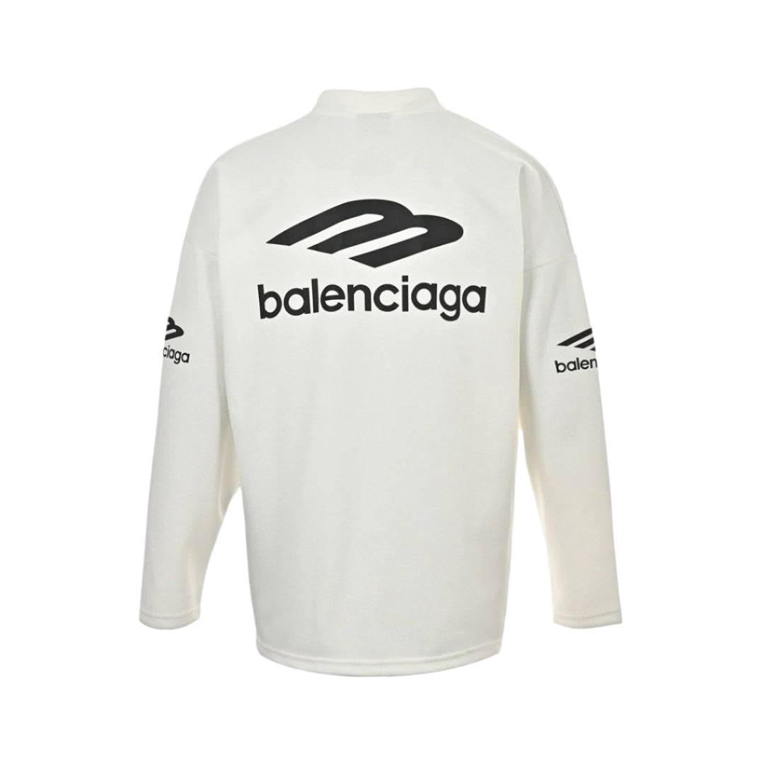 BALENCIAGA LONG SLEEVE LOGO SHIRT WHITE - Prime Reps