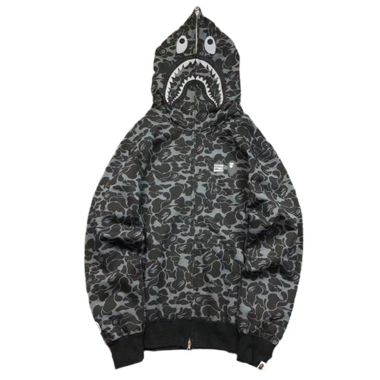 BAPE x DOVER STREET MARKET SPECIAL CAMO SHARK FULL ZIP HOODIE BLACK - Prime Reps