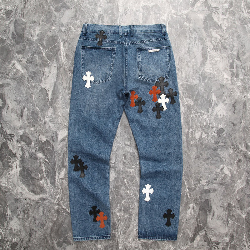 CHROME HEARTS 3 COLOR CROSS BLUE JEANS - Prime Reps
