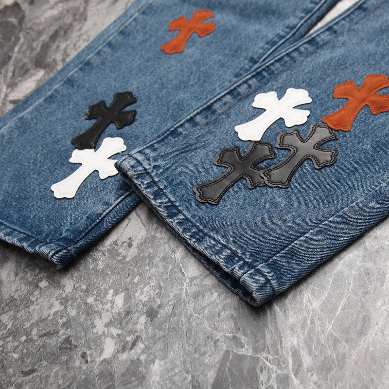 CHROME HEARTS 3 COLOR CROSS BLUE JEANS - Prime Reps