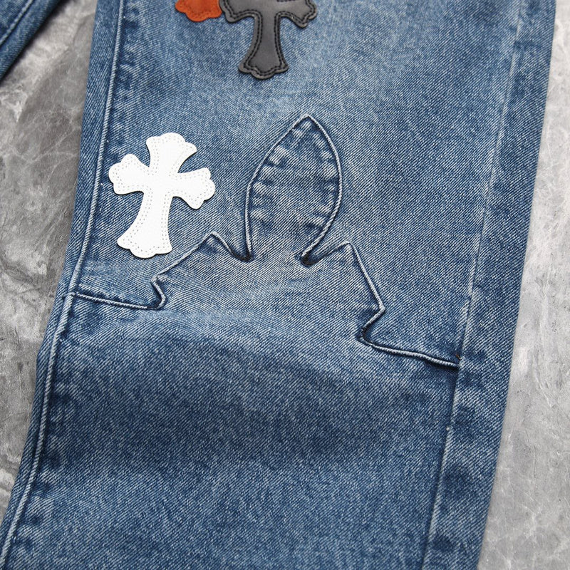 CHROME HEARTS 3 COLOR CROSS BLUE JEANS - Prime Reps