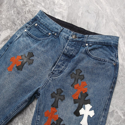 CHROME HEARTS 3 COLOR CROSS BLUE JEANS - Prime Reps