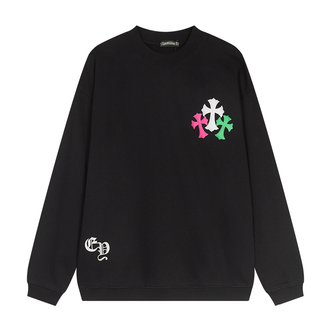 CHROME HEARTS COLORED CROSS HORSE SHOE LOGO SWEATSHIRT BLACK - Prime Reps
