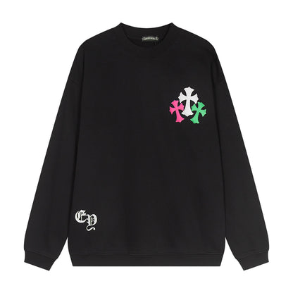 CHROME HEARTS COLORED CROSS HORSE SHOE LOGO SWEATSHIRT BLACK - Prime Reps