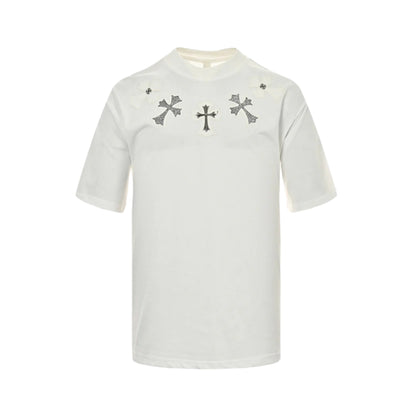 CHROME HEARTS CROSS PATCH COLLAR T-SHIRT WHITE - Prime Reps