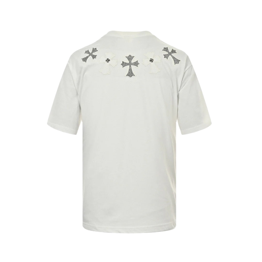 CHROME HEARTS CROSS PATCH COLLAR T-SHIRT WHITE - Prime Reps