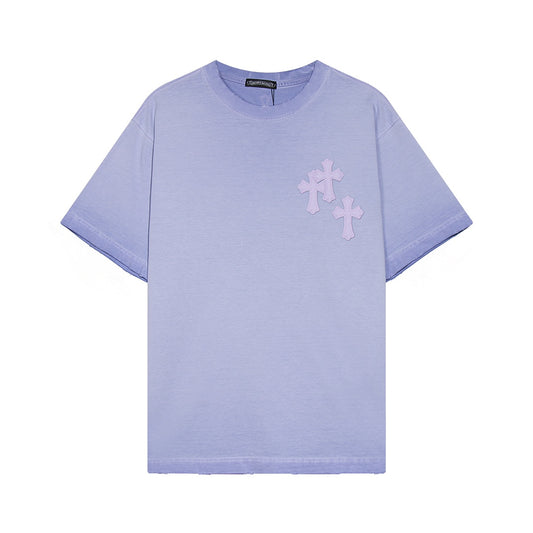 CHROME HEARTS CROSS PATCH T-SHIRT WASHED LIGHT BLUE - Prime Reps