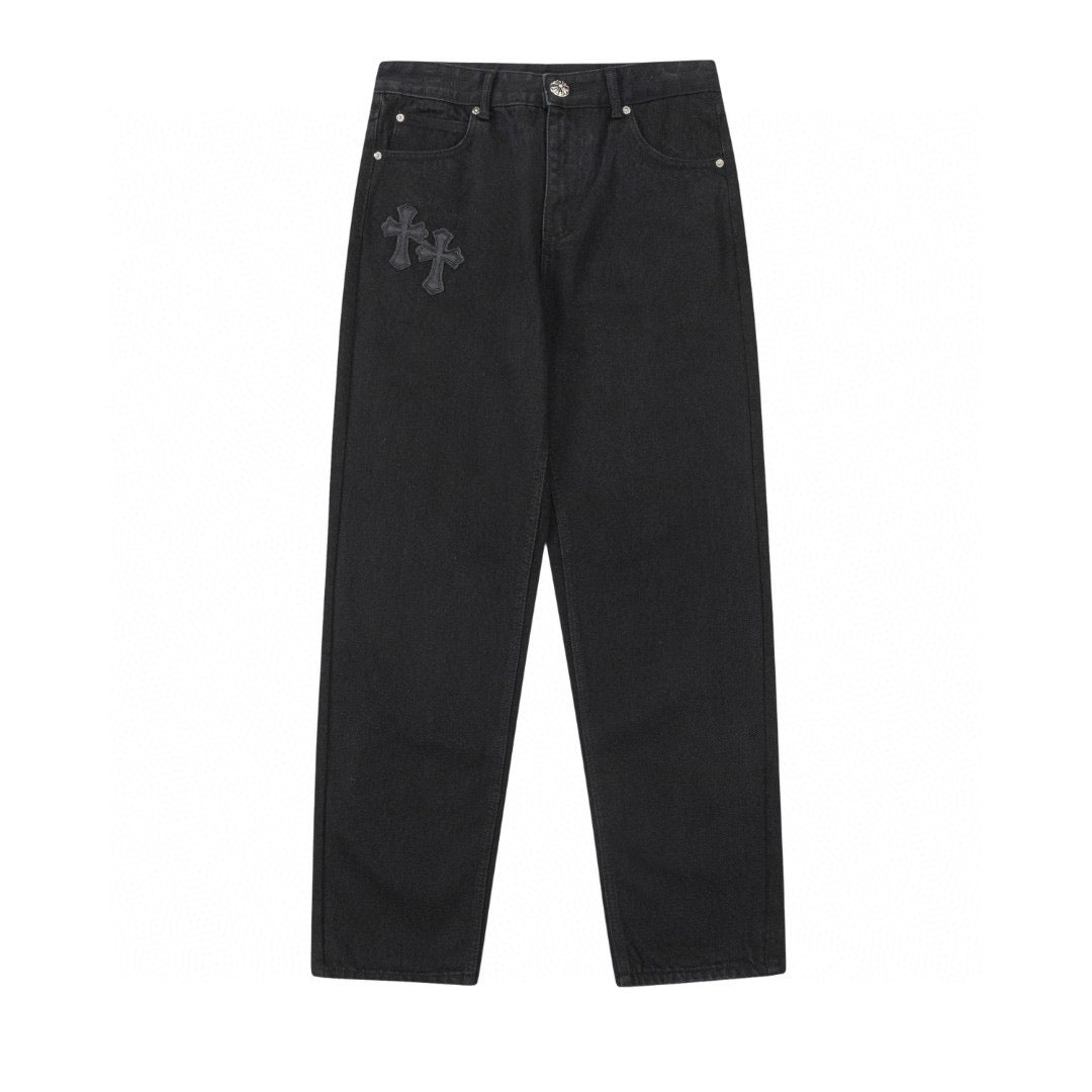 CHROME HEARTS DOUBLE CROSS JEANS BLACK - Prime Reps