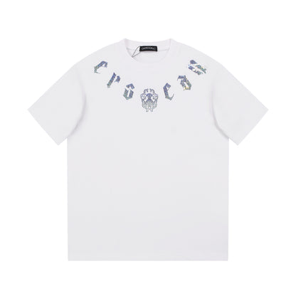 CHROME HEARTS GLITTER GRAPHIC T-SHIRT WHITE - Prime Reps