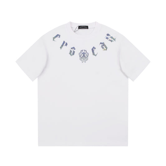 CHROME HEARTS GLITTER GRAPHIC T-SHIRT WHITE - Prime Reps