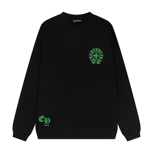 CHROME HEARTS GREEN HORSE SHOE LOGO SWEATSHIRT BLACK - Prime Reps