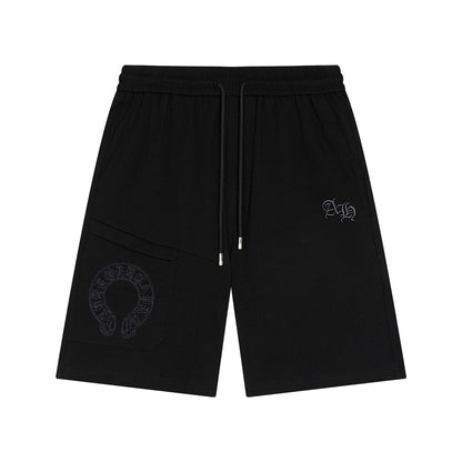 CHROME HEARTS HORSE SHOE LOGO SHORTS BLACK - Prime Reps
