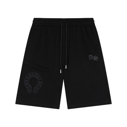 CHROME HEARTS HORSE SHOE LOGO SHORTS BLACK - Prime Reps