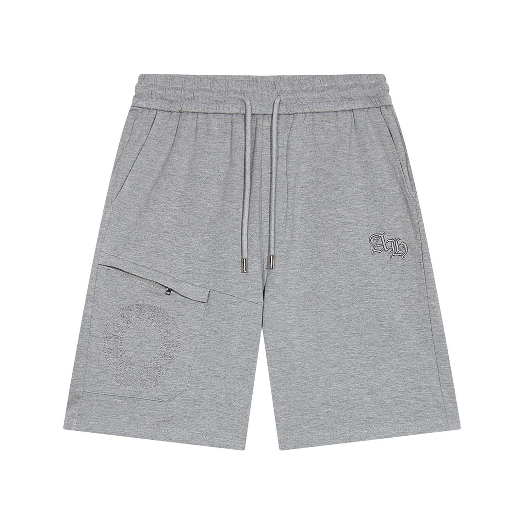 CHROME HEARTS HORSE SHOE LOGO SHORTS GREY - Prime Reps