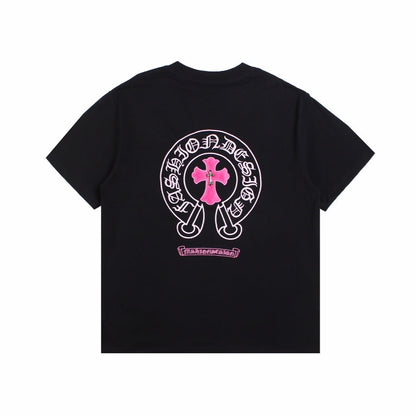 CHROME HEARTS HORSE SHOE LOGO T-SHIRT BLACK PINK - Prime Reps