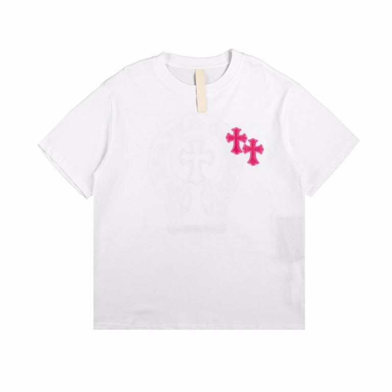 CHROME HEARTS HORSE SHOE LOGO T-SHIRT WHITE PINK - Prime Reps