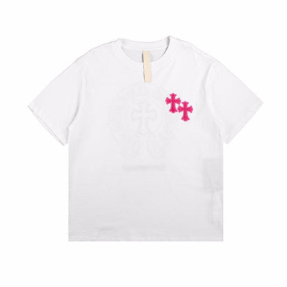 CHROME HEARTS HORSE SHOE LOGO T-SHIRT WHITE PINK - Prime Reps